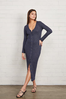 Metallic Rib Snap Front Dress