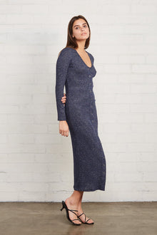 Metallic Rib Snap Front Dress