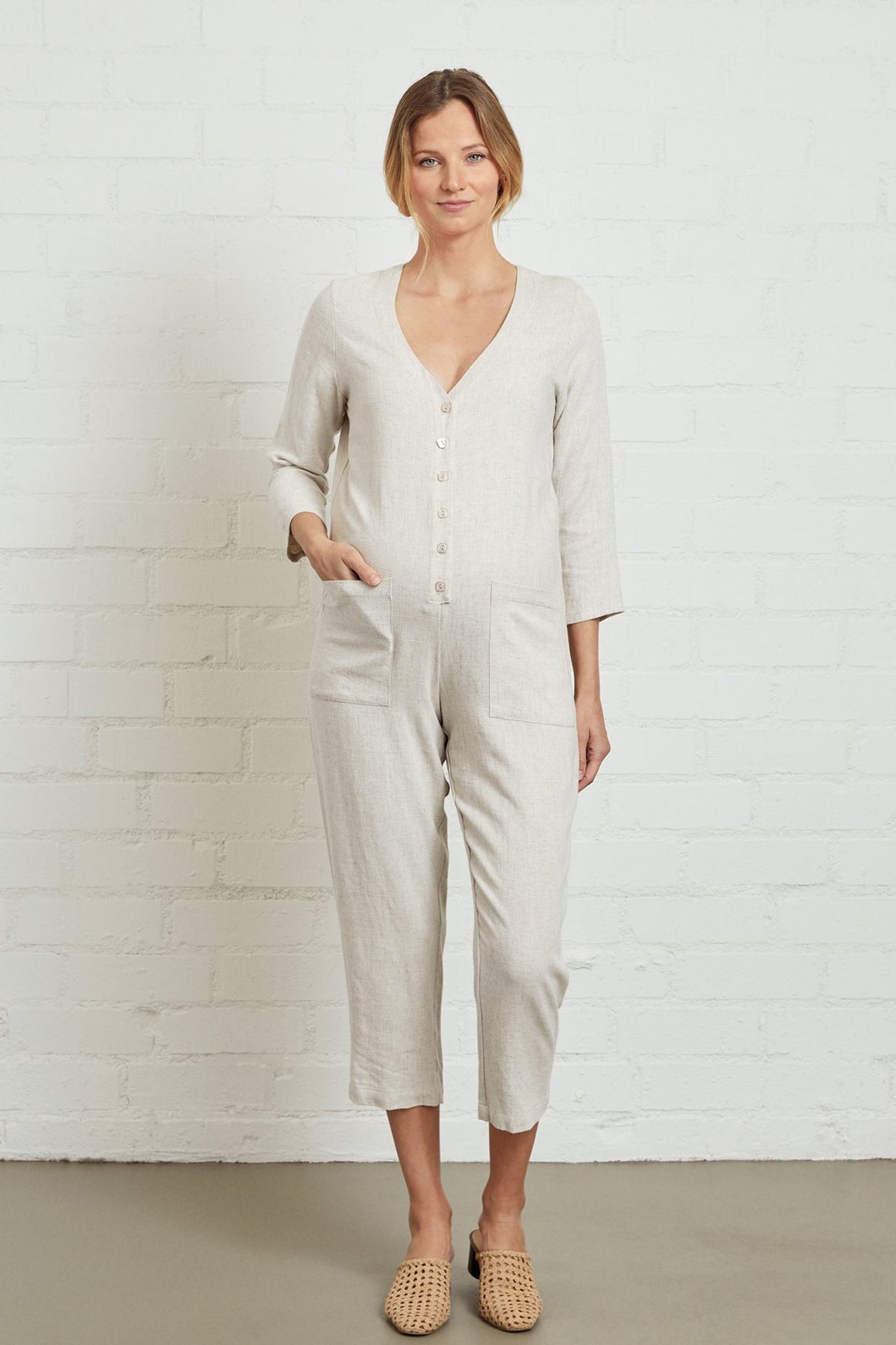 Linen Troy Jumpsuit - Maternity