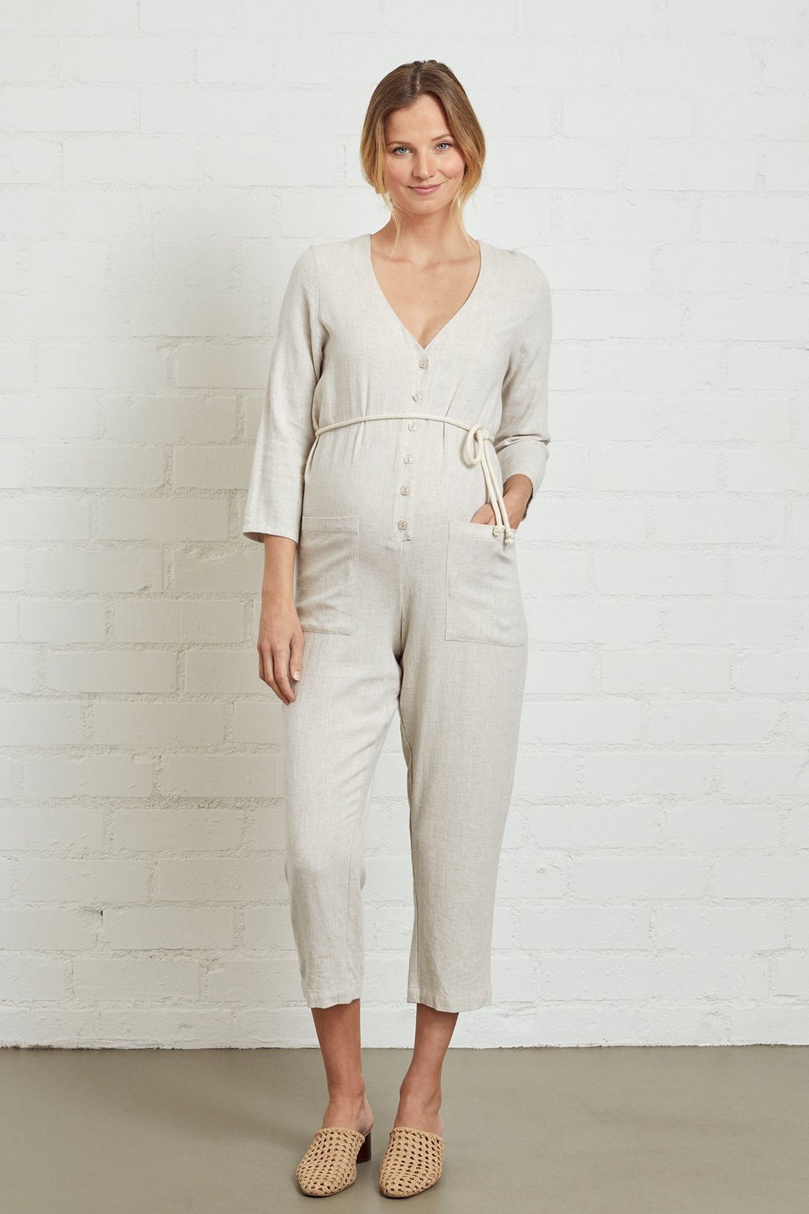 Linen Troy Jumpsuit - Maternity