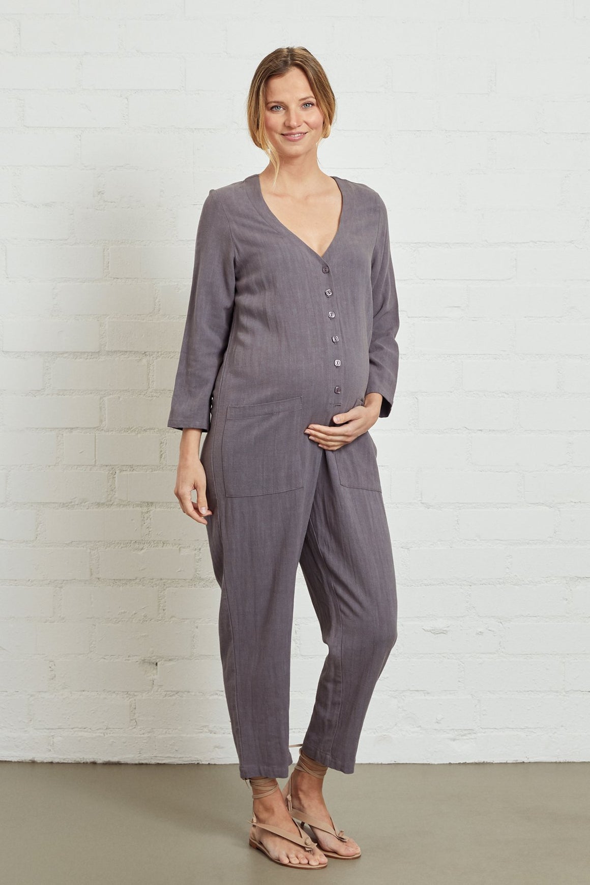 Linen Troy Jumpsuit - Maternity