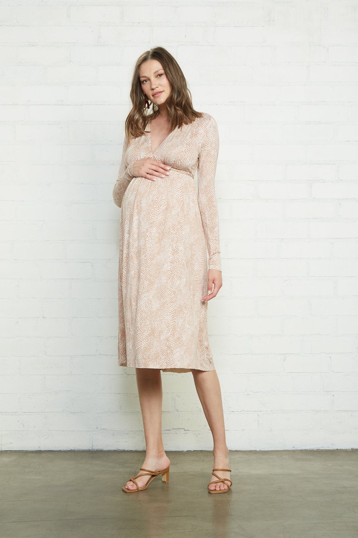 Long Sleeve Mid-Length Caftan Dress - Maternity