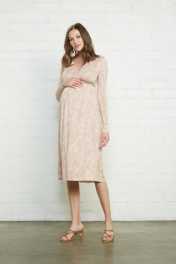 Long Sleeve Mid-Length Caftan Dress - Maternity