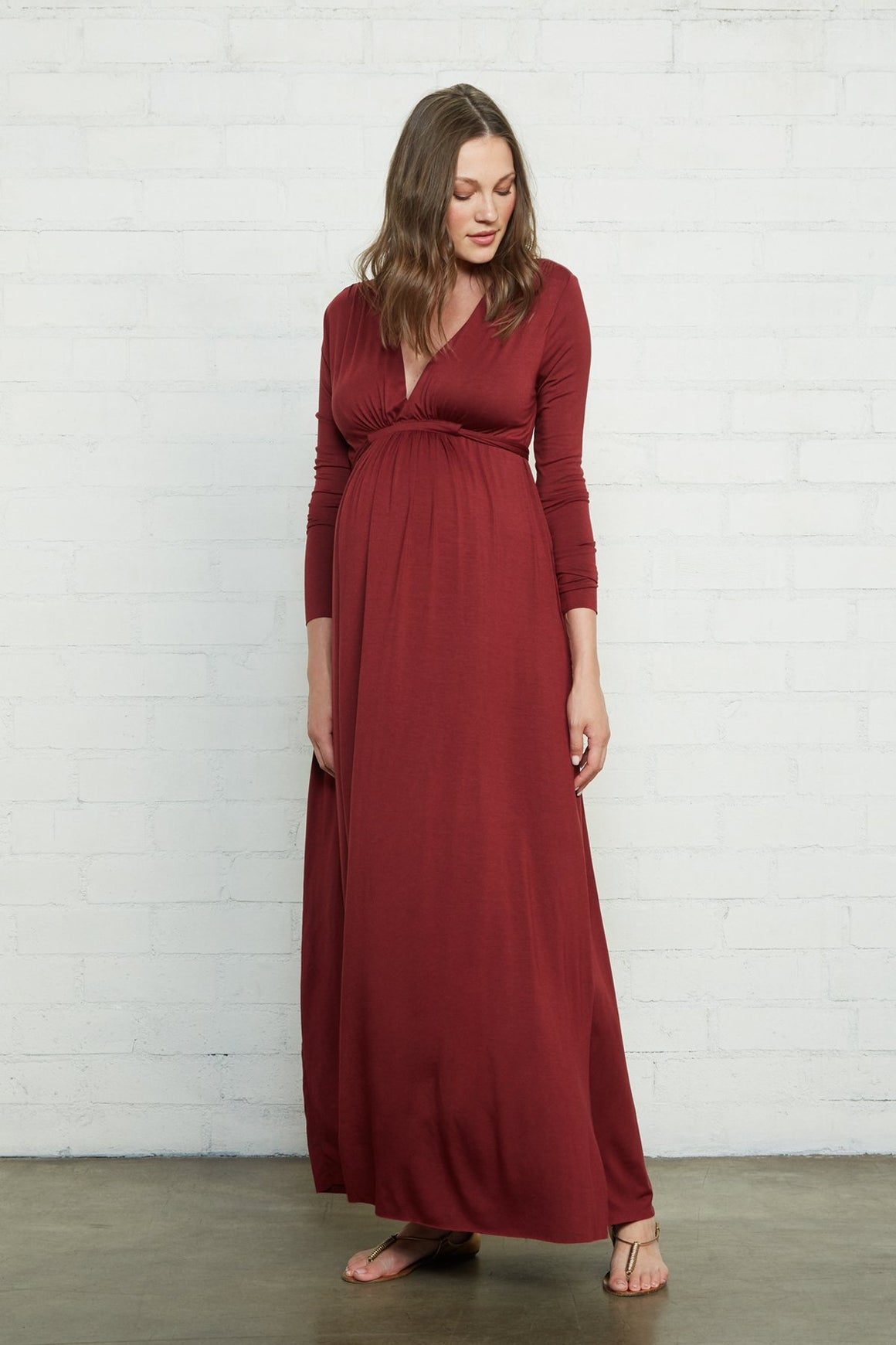 Long Sleeve Full Length Caftan Dress - Maternity