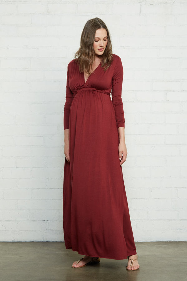 Long Sleeve Full Length Caftan Dress - Maternity