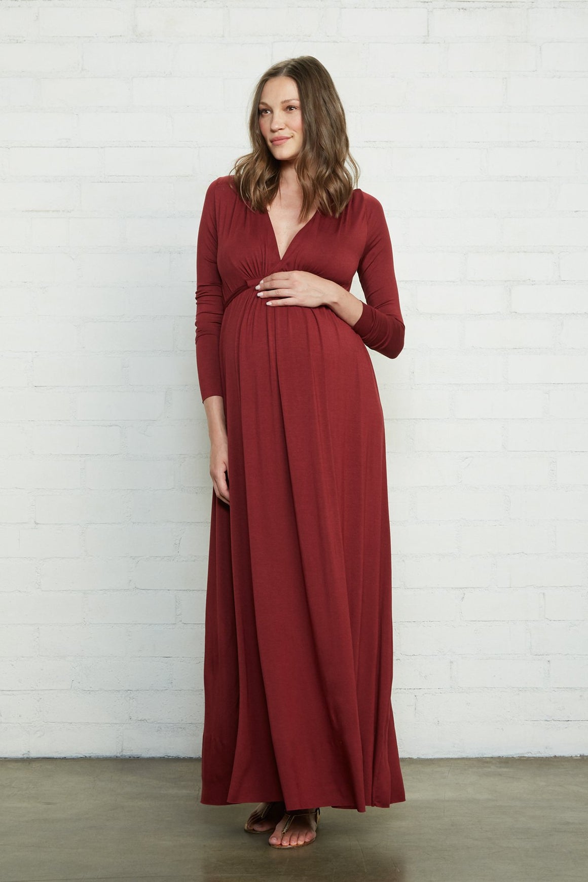 Long Sleeve Full Length Caftan Dress - Maternity