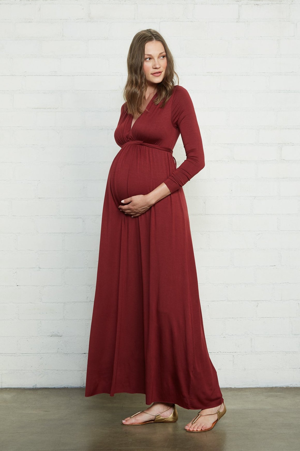 Long Sleeve Full Length Caftan Dress - Maternity