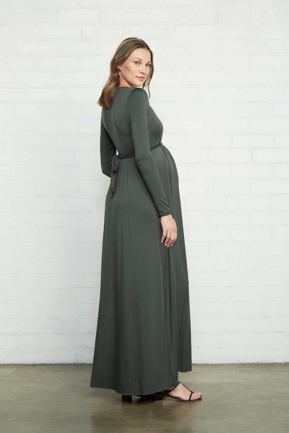 Long Sleeve Full Length Caftan Dress - Maternity