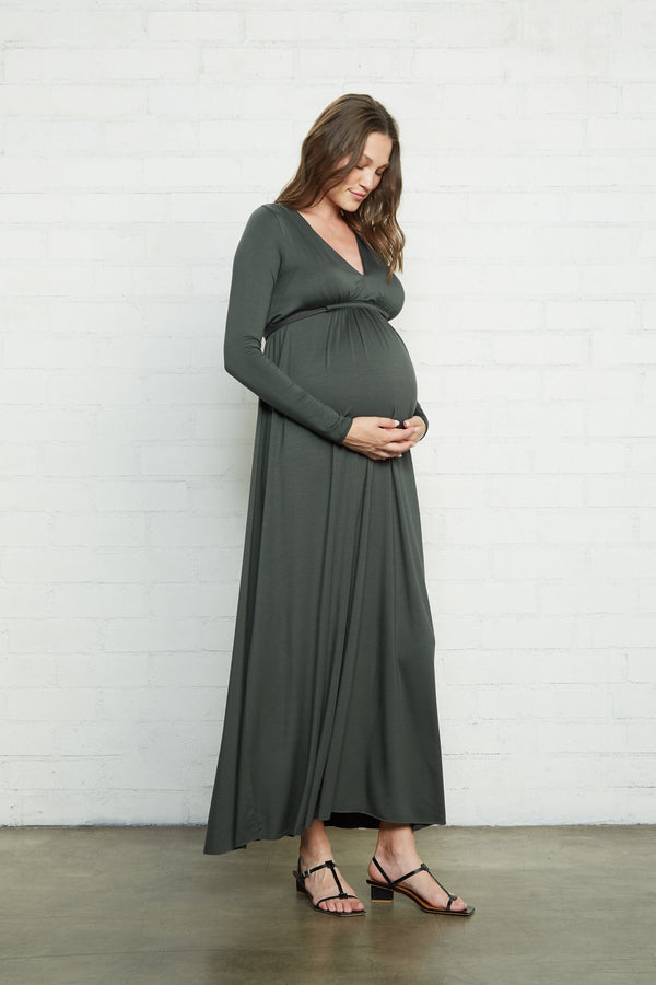 Long Sleeve Full Length Caftan Dress - Maternity