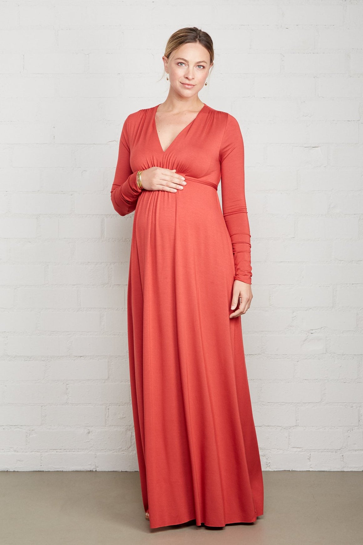Long Sleeve Full Length Caftan Dress - Maternity