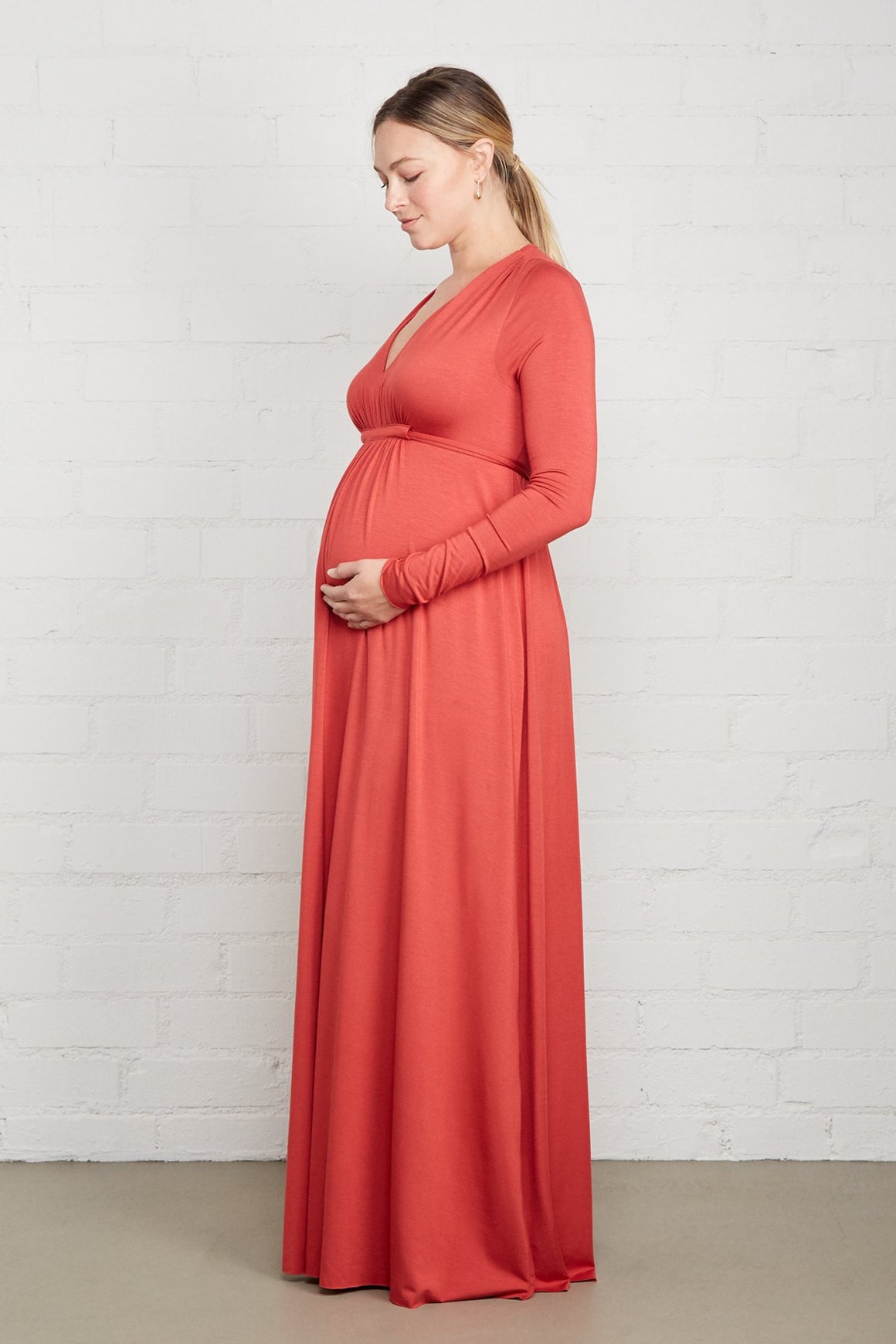 Long Sleeve Full Length Caftan Dress - Maternity