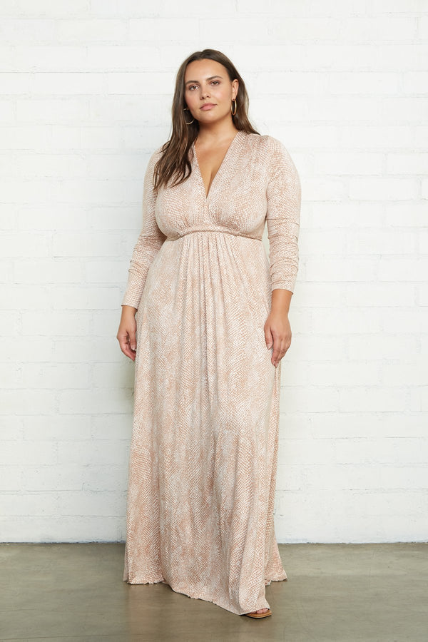 Long Sleeve Full Length Caftan Dress - Plus Size