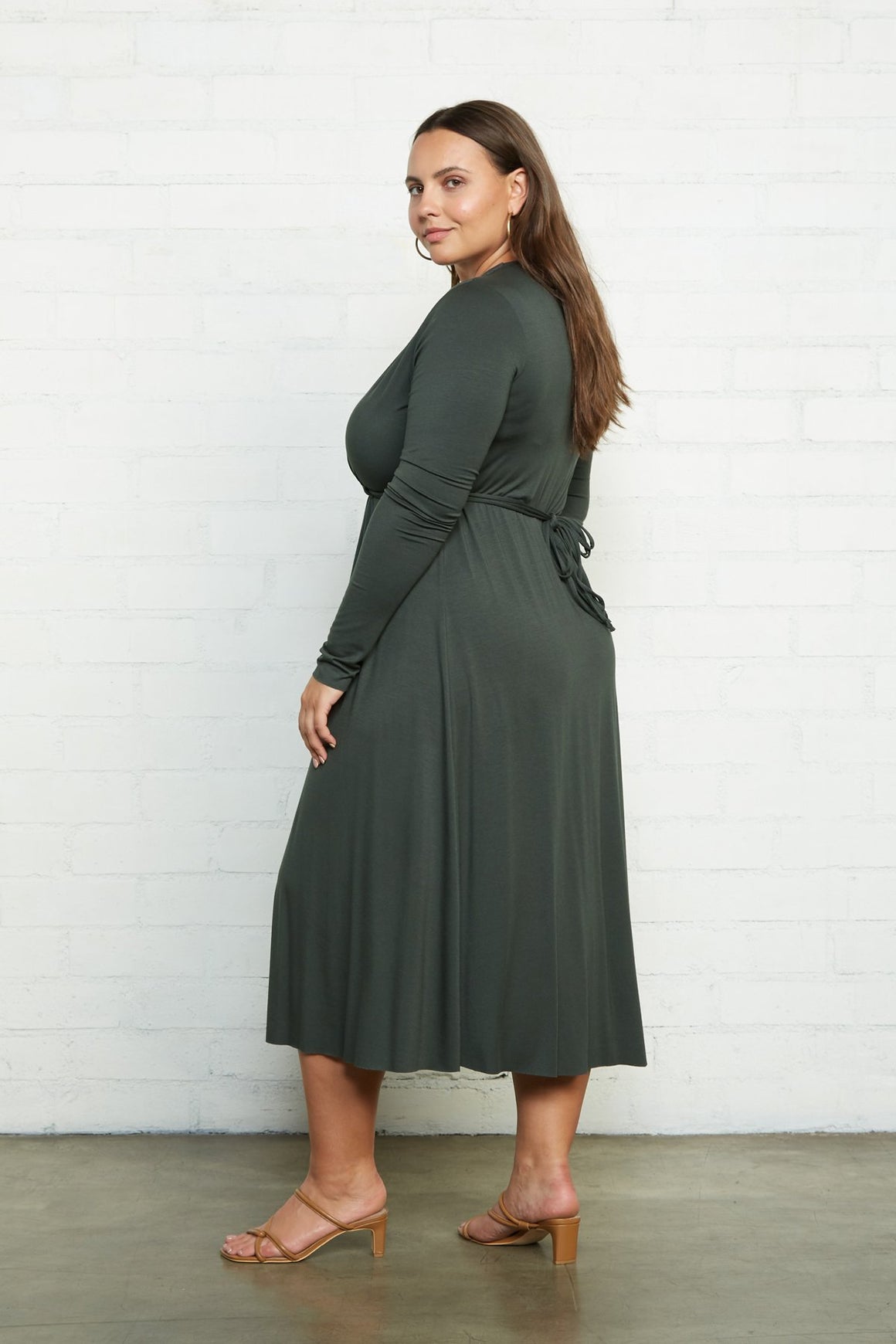 Long Sleeve Mid-Length Caftan Dress - Plus Size