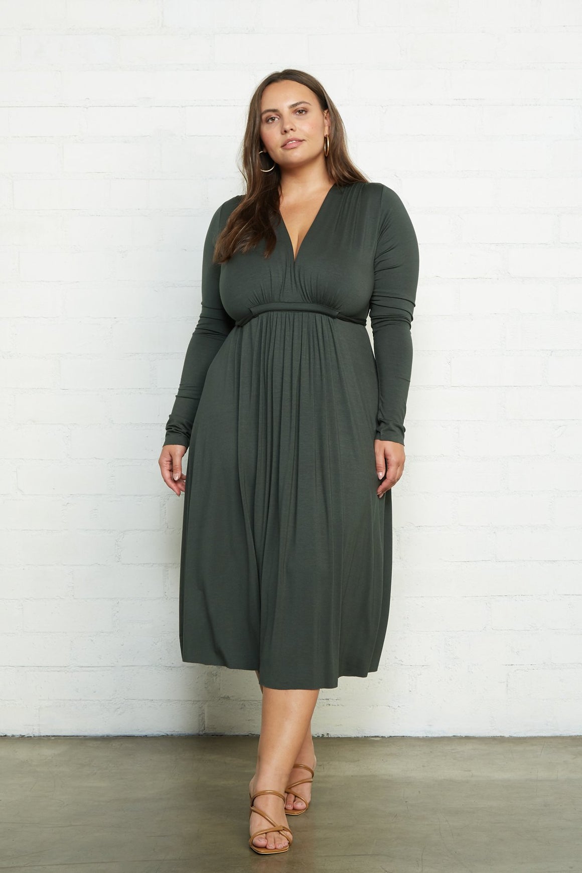 Long Sleeve Mid-Length Caftan Dress - Plus Size