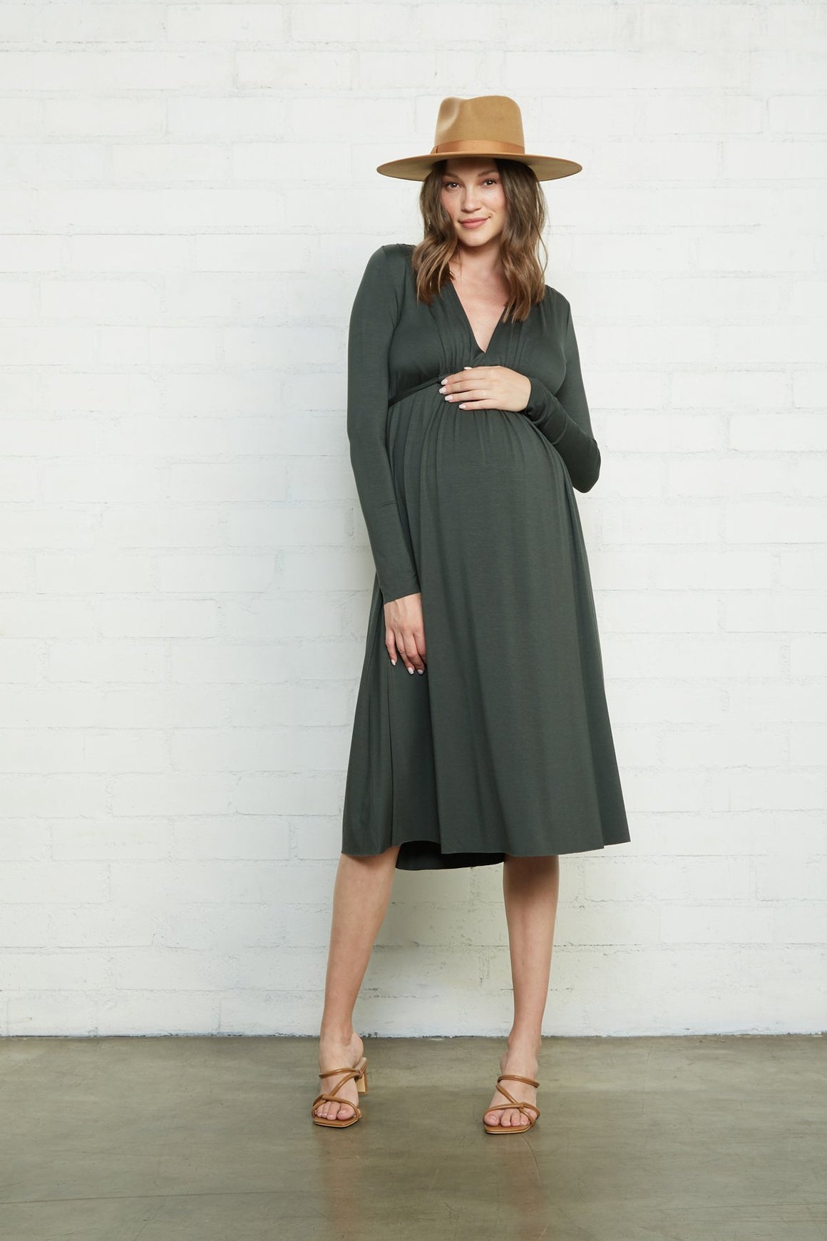 Long Sleeve Mid-Length Caftan Dress - Maternity