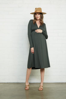 Long Sleeve Mid-Length Caftan Dress - Maternity