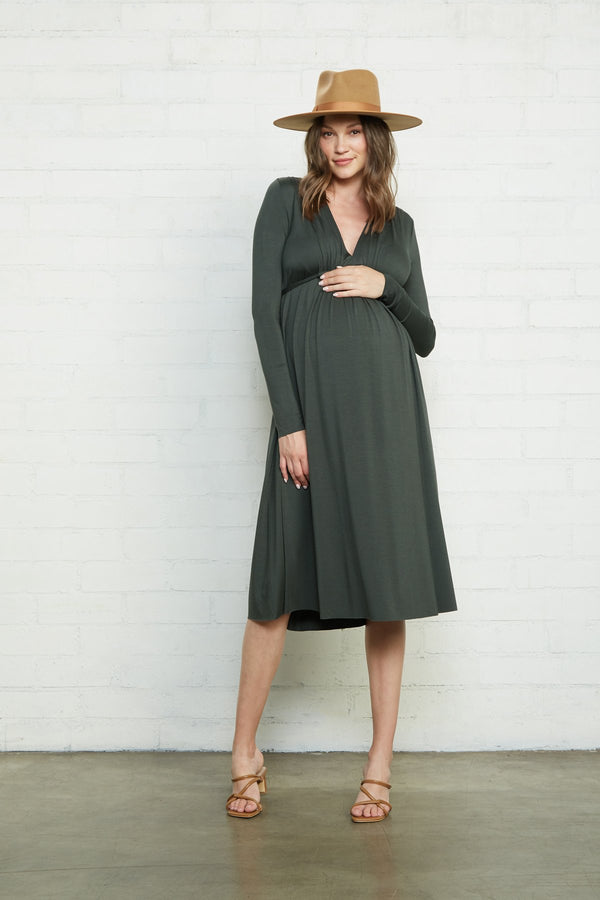 Long Sleeve Mid-Length Caftan Dress - Maternity