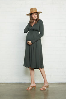 Long Sleeve Mid-Length Caftan Dress - Maternity