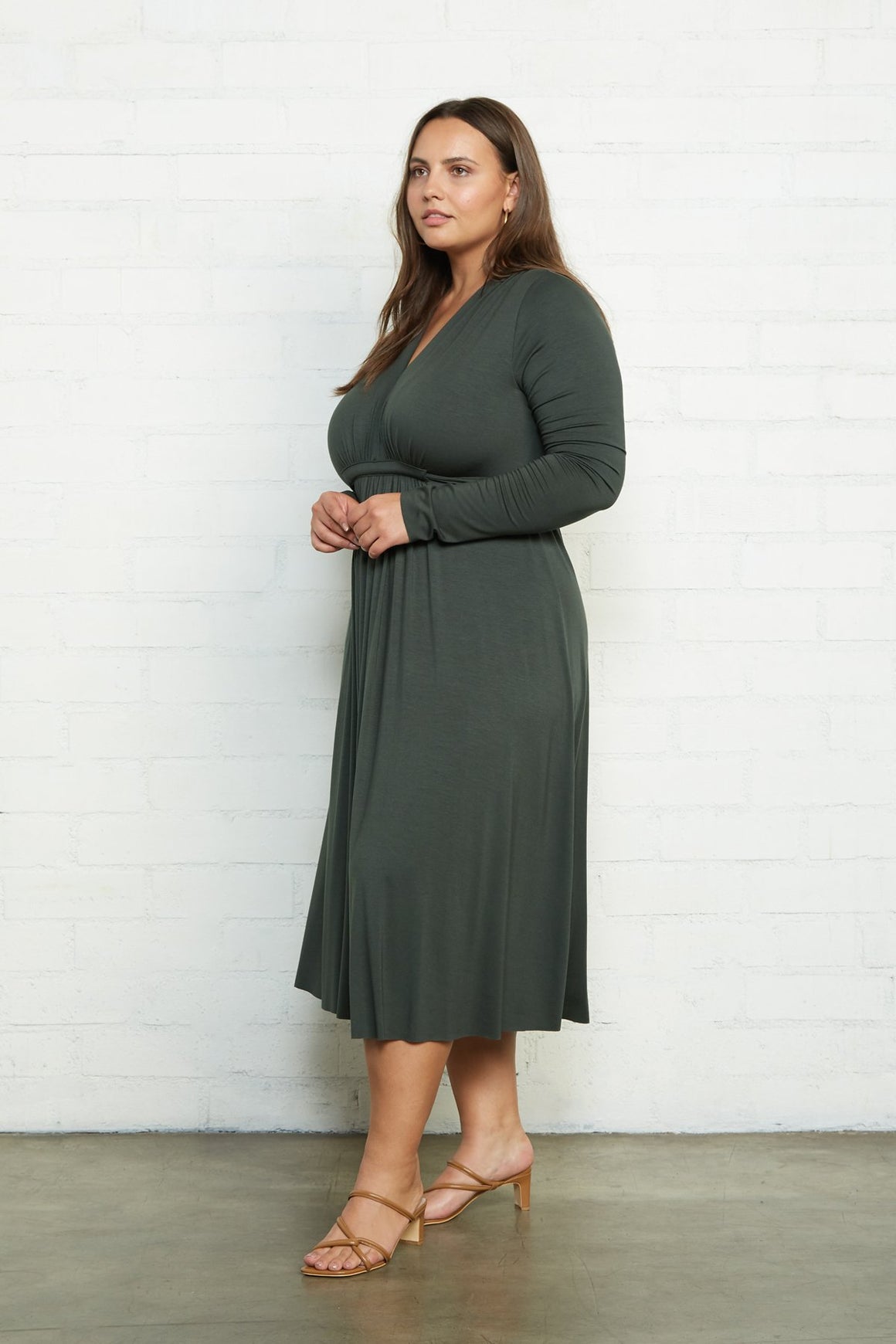 Long Sleeve Mid-Length Caftan Dress - Plus Size