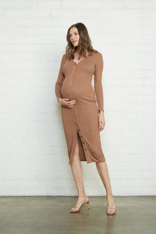 Metallic Rib Snap Front Dress - Maternity