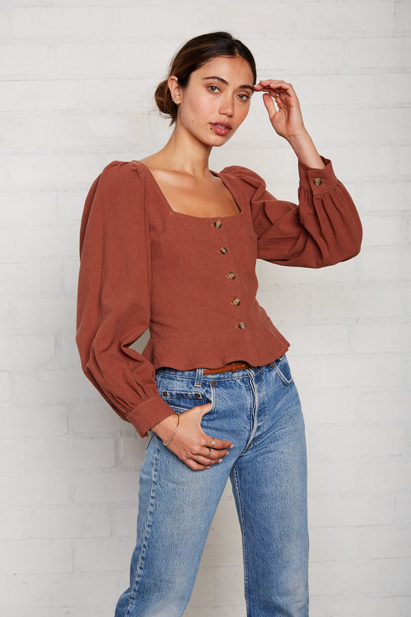 Linen Canvas Portia Top