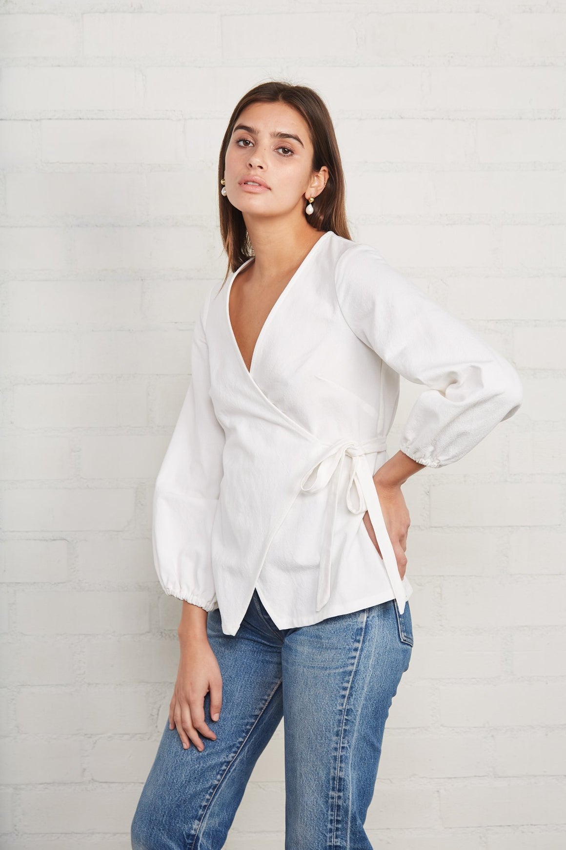 Winter Linen Canvas Otis Wrap Top