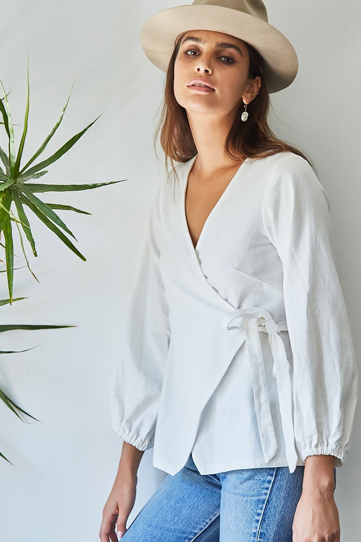 Winter Linen Canvas Otis Wrap Top