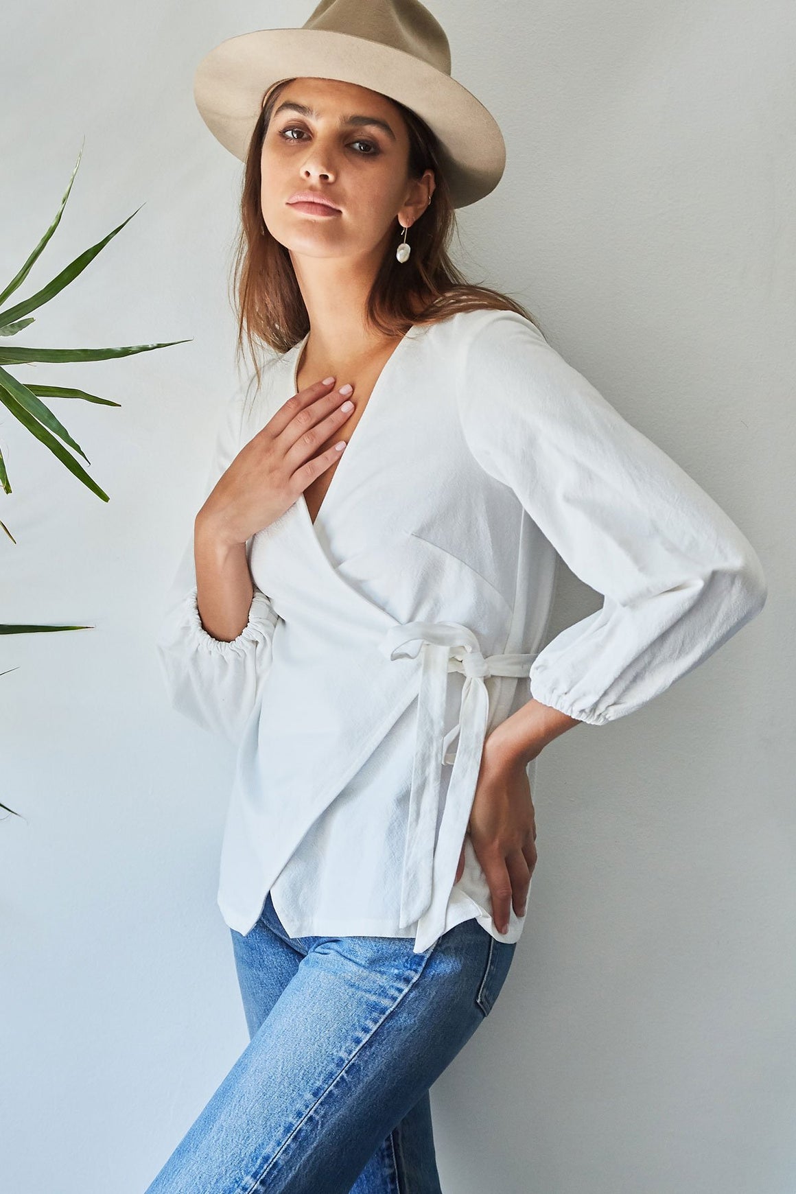 Winter Linen Canvas Otis Wrap Top